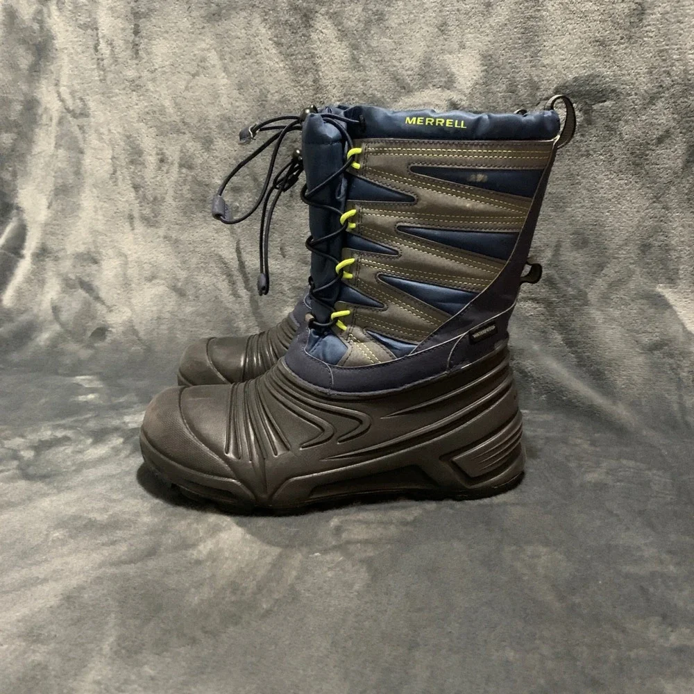 Merrell Snow Boots Kids 5M MK265031 Navy Blue Waterproof -35F EUC